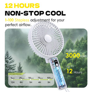 พัดลมมือถือความเร็วสูงแบบเทอร์โบ แบตเตอรี่ 3000mAh พร้อมไฟ RGB ส่องสว่าง สำหรับการตั้งแคมป์และใช้ในบ้าน - Product Image 6