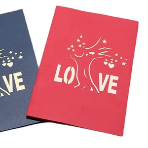 Biglietti d'amore anniversario con ritagli a cuore e sceneggiatura calligrafica per feste romantiche biglietti d'auguri - Product Image 1