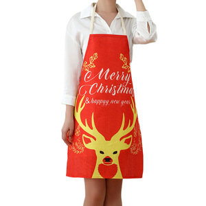 Nuevas decoraciones navideñas transfronterizas, delantal navideño de tela estampada con diseño de Papá Noel, decoraciones para restaurantes, bares y fiestas. - Product Image 4