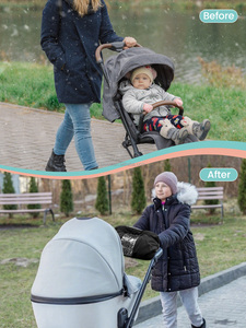 Guantes de piel de oveja de imitación Bolsillos para teléfono para cochecito Mitones extra gruesos de invierno Bebé Acogedor Cálido Anticongelante Se conecta fácilmente para los padres - Product Image 2