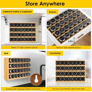 Contenitore per Spezie da Cucina a 4 Ripiani in Bambù, Spostabile e Salvaspazio - Product Image 3