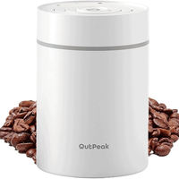 Conteneur à café sous vide 300g/10.58oz en acier inoxydable 304 de qualité alimentaire, boîte hermétique pour grains de café avec cuillère à café