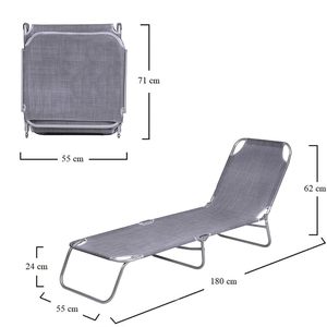 Sdraio Pieghevole 180x55x62 Cm Capacità 120 Kg Sedia a Sdraio da Giardino in Tessuto Arredo Esterno per Patio - Product Image 2
