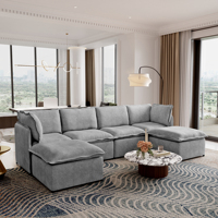 ATUNUS Wohnzimmermöbel Modernes Italienisches Minimalistisches Simuliertes Leinen-Stoff L-Form Modulares Ecksofa mit Eisenrahmen