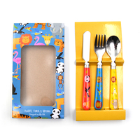Couverts en argent pour bébé Hôtel Dessert Argenterie Couteau à steak Fourchette Cuillère Fait à la main Enfants Couverts en acier inoxydable Coffret cadeau portable