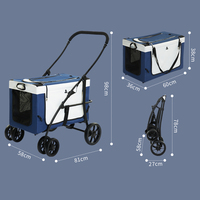 Vente chaude Portable Pliable À Quatre Roues Écologique Poussette Pour Animaux De Compagnie Multifonctionnel Grand Espace Transportant 20kg Capacité Multiple