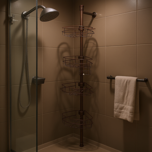 Estante Esquinero para Ducha de 56 a 114 Pulgadas de Alto, 4 Niveles, Antioxidante, con Barra de Tensión, Estantes Metálicos para Baño, Montaje en Esquina - Product Image 2