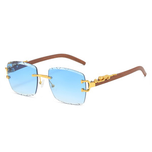Gafas de sol rectangulares sin montura, lentes degradadas, protección UV400, estilo retro, gafas de sol unisex para conducir - Product Image 4