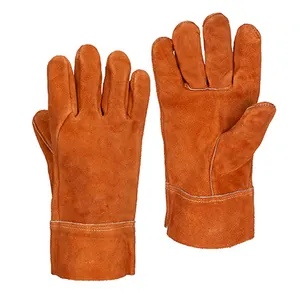 Hot Selling Welding Cow Split Leather Glove Guante CueroConstruccion Guantes De Seguridad De Cuero Guantes De Carnaza