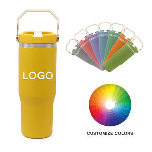 Gobelet isotherme portable en acier inoxydable à double paroi, anti-fuite, avec poignée et paille, 30 oz, idéal pour le camping, cadeau parfait - Product Image 2