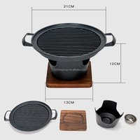 Barbecue portable d'extérieur pour une personne, grill à charbon de bois antiadhésif, poêle en fonte multifonctionnelle, mini four à barbecue