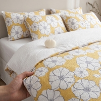 Parure de lit élégante en coton froissé à motifs floraux pour chambre à coucher, hôtel, maison, ensemble de 3 pièces avec housse de couette