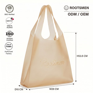 กระเป๋าโท้ท BSCI Rootsmen สีน้ำตาลอ่อน หูหิ้วแข็งแรง ทำจาก TPU แบบเปิดด้านบน โลโก้ปั๊มนูน กันน้ำได้ เหมาะสำหรับใช้ในยิม ชายหาด และร้านค้าต่างๆ - Product Image 1