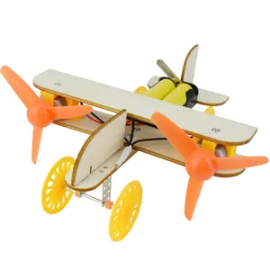 双翼木制滑行飞机模型玩具DIY木制儿童学校科学实验套件