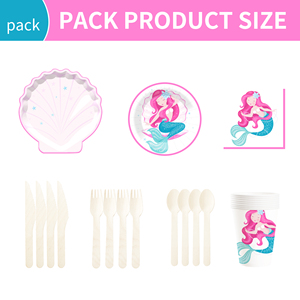 Fournitures de fête d'anniversaire sur le thème de la sirène DAMAI, ensemble de vaisselle sirène avec assiettes, gobelets, serviettes pour fête sur le thème de la sirène pour 8 invités - Product Image 6