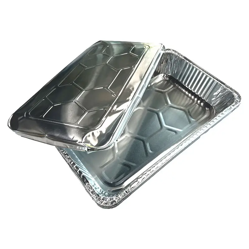 Récipients rectangulaires en aluminium de 1000 pièces/plateau en aluminium avec couvercle/casseroles en aluminium jetables pour la nourriture