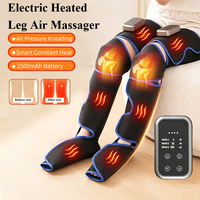 Masseur de jambes sans fil à pression d'air avec thérapie thermique 360 °   Appareil de massage des jambes, des mollets, des genoux et des pieds à compression intégrale 2500mAh