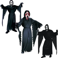 Effrayant Halloween Adulte Noir Cri Fantôme Cosplay Costume avec EVA Masque et Combinaison Avec Robe Costumes