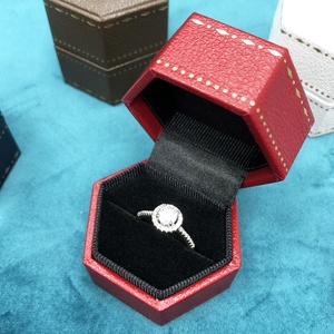 Hexagonal Flip-Top Leatherette Paper Printed Jewelry <b>Box</b> Proposal Wedding Diamond Ring <b>Box</b> <b>Earrings</b> <b>Box</b> Velvet Lining - Product Image 3