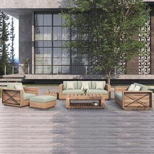 Canapé d'extérieur en forme de L, structure en teck, résistant aux intempéries, ensemble de jardin, design nordique moderne, mobilier de balcon pour villa - Product Image 2