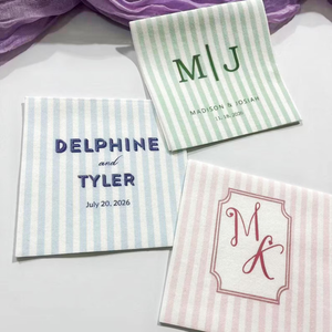 Serbet Kertas Koktail Pernikahan Sekali Pakai Warna Hijau Sage Berkualitas Tinggi dengan Monogram yang Dipersonalisasi - Product Image 3