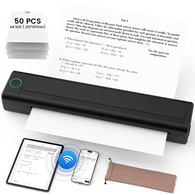 NEWYES Gift Wireless A4 Thermal Mobile Printer Mini Paper Size Portable Printer for Phone