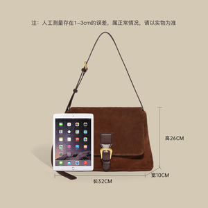 2026 Early Spring New Frosted Genuine Leather Zip Handbag Women's Shoulder <b>Bag</b> Retro Fashion Trendy <b>Work</b> Commuter Crossbody <b>Bag</b> - Product Image 4