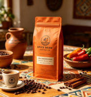 Sachet à café personnalisé avec impression en héliogravure, soufflet latéral, fond plat, valve de dégazage, résistant à l'humidité, de qualité alimentaire