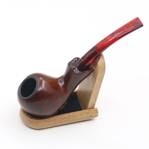 卸売マニュアルタバコハンドルパイプ赤い木製エボニーカスタマイズされたロゴ無料グリーンサンダル喫煙木製パイプ - Product Image 2