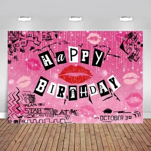 Mean Girls Theme Birthday Backdrop Burn Book Teen Girls Birthday Party Decoration Rose Pink Glitter Early 2000s Backdrop