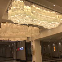 Lustre LED moderne de luxe pour grand hall d'hôtel, base en fer IP65, cristal avec CRI 95, garantie 5 ans, efficacité 110 Lm/W