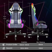 Chaise de jeu à LED en fibre de carbone RVB avec repose-pieds, support de bois de massage, chaise d'ordinateur à domicile avec repose-pieds