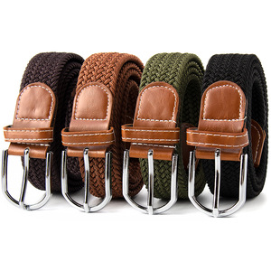 <span class=keywords><strong>Ceinture</strong></span> unisexe <span class=keywords><strong>élastique</strong></span> <span class=keywords><strong>tressée</strong></span> en toile extensible pour hommes et femmes, <span class=keywords><strong>ceinture</strong></span> décontractée en tissu pour le golf avec boucle en cuir et boucle en acier - Product Image 3