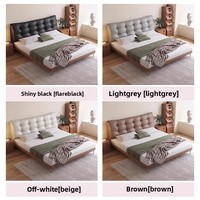 Italienisches elegantes Doppelbett Mittlerer alter Stil mit einfachem Netz Rotes Leder Modernes Haupt schlafzimmer Holz ablage Bett rahmen