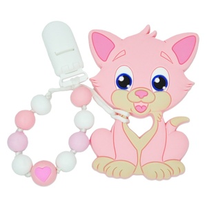 Belle Animal <span class=keywords><strong>Dentition</strong></span> Bébé <span class=keywords><strong>Silicone</strong></span> Perles Blanc Mannequin Sucette Chaînes - Product Image 2