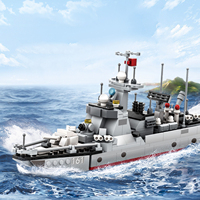 Wange 3518-3525  Ensemble de jouets en plastique de construction de blocs de petites particules, modèle MOC de porte-avions, de destroyer à missiles et de sous-marin