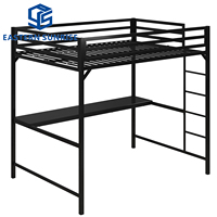 Cama Alta Moderna y Estable con Estructura de Acero y Almacenamiento para Dormitorio y Residencia