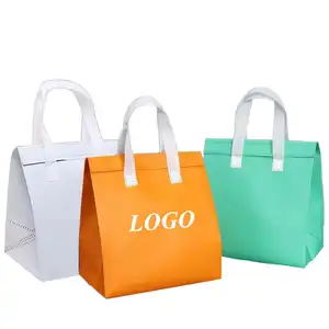 Custom Logo Size Orange Non Woven Ripstop Aluminum Foil Cute Lunch Jumbo Large Insulated Tote Cooler Bag