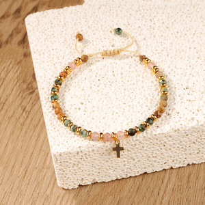 Pulseras inspiradoras Pulsera con colgante de Cruz dorada de piedra natural <span class=keywords><strong>para</strong></span> <span class=keywords><strong>mujeres</strong></span> <span class=keywords><strong>Regalos</strong></span> <span class=keywords><strong>cristianos</strong></span> - Product Image 6