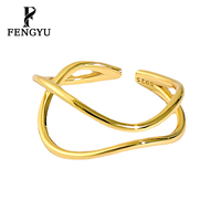Bague croisée double couche en or 18 carats pour femmes, en argent sterling 925, irrégulière et ajustable, bijoux fins personnalisés, vente en gros