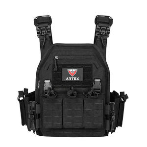 Gilet tactique porte-plaques en polyester noir avec système de dégagement rapide, Molle, Chaleco Táctico, Bandolier, Gilet tactique découpé au laser - Product Image 1