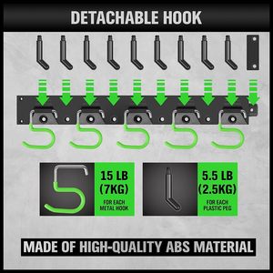 Organisateur d'outils Vcan Crochet de rangement mural pour <span class=keywords><strong>garage</strong></span> Crochets de <span class=keywords><strong>garage</strong></span> pour porte-balai et balai Crochets réglables de 64 pouces Organisateur mural - Product Image 4