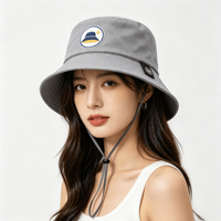 Sombrero de Pescador Reversible de Color Sólido con Parche Tejido y Logotipo Bordado Personalizado, OEM ODM, Venta al Por Mayor, para Viajes y Actividades al Aire Libre