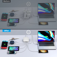 HNT Tendance Chargeur rapide USB-C GaN 105W, Station de charge 7 ports USB-A, Adaptateur multiprise pour iPad iPhone 17 16 15Pro Max
