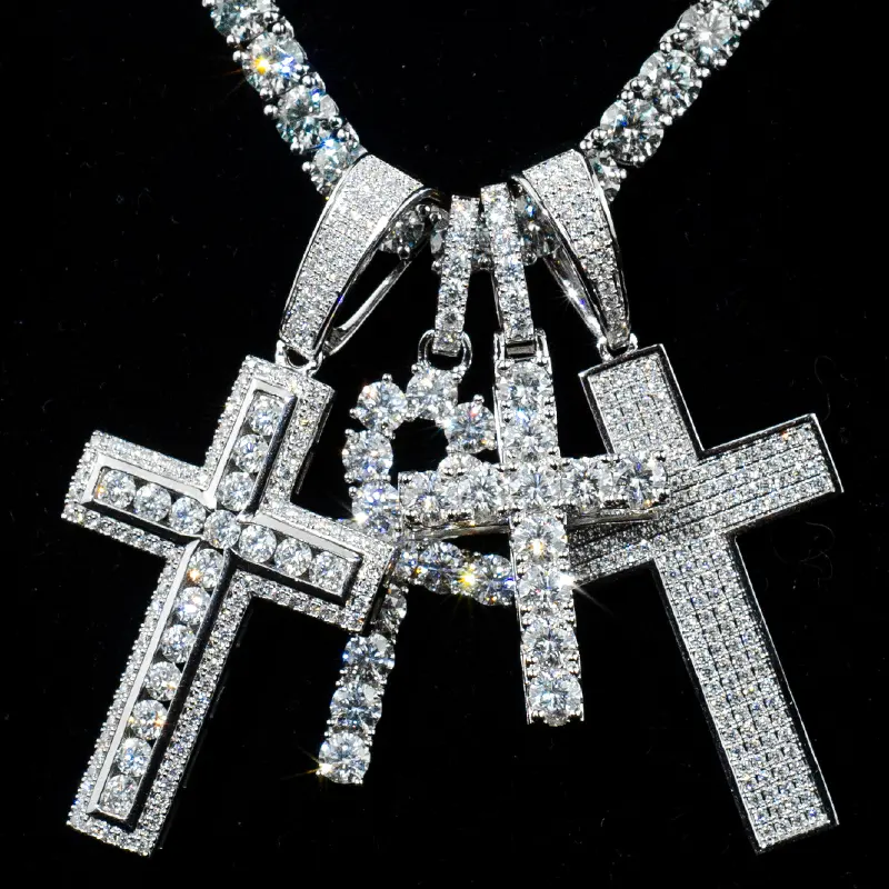 Factory Direct Sale D Color VVS Moissanite Cross Ankh Iced Out Diamond Hip Hop Jewelry For Women Men