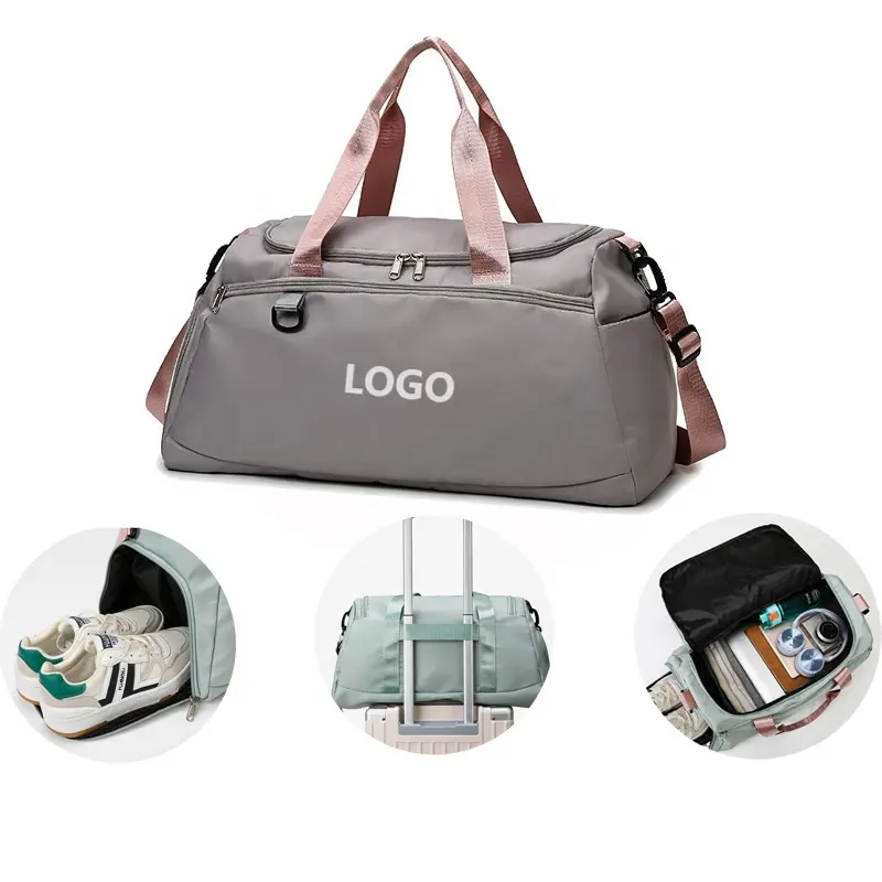 Bolsa de equipaje de viaje de negocios para mujer, bolsa deportiva con compartimento para zapatos independiente de gran capacidad, nueva con logotipo personalizado