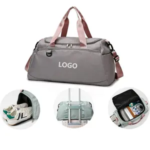 Custom logo New Large Capacity Independent <strong>Shoes</strong> <strong>Compartment</strong> Sports Gym <strong>Bag</strong> Short Business Travel Luggage <strong>Bag</strong> for Female - Product Image 1