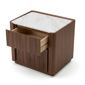 Cómoda de Noche de Madera Maciza de Estilo Moderno y Tono Brillante con Cajón Deslizable para Organización de Almacenamiento Nocturno en Dormitorios Residenciales - Product Image 3