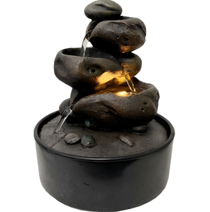 Fontaine d'eau de table en pierre de <span class=keywords><strong>rivière</strong></span> empilée avec lumière LED - Product Image 1