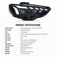 Phare avant LED complet haute luminosité style RS avec lentille de projecteur et DRL séquentiel pour Audi A3 2013-2019 – Modification automobile